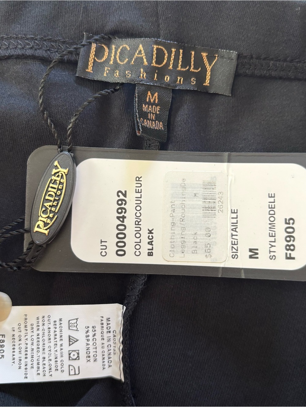 NWT Picadilly Black Straight-Leg Dress Pants Ruched Ankle SZ M - Picture 7 of 9